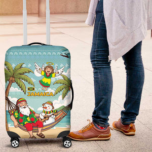 Jamaica Christmas Luggage Cover Rasta Santa Snowman Hammock Angel Palm Trees and Tropical Beach - African Pride