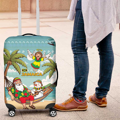 Jamaica Christmas Luggage Cover Rasta Santa Snowman Hammock Angel Palm Trees and Tropical Beach - African Pride