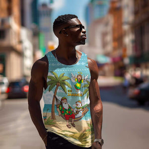 Jamaica Christmas Men Tank Top Rasta Santa Snowman Hammock Angel Palm Trees and Tropical Beach - African Pride