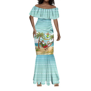 Jamaica Christmas Mermaid Dress Rasta Santa Snowman Hammock Angel Palm Trees and Tropical Beach - African Pride