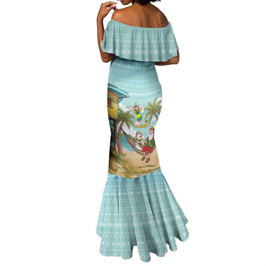 Jamaica Christmas Mermaid Dress Rasta Santa Snowman Hammock Angel Palm Trees and Tropical Beach - African Pride