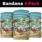 Jamaica Christmas Neck Gaiter Rasta Santa Snowman Hammock Angel Palm Trees and Tropical Beach - African Pride