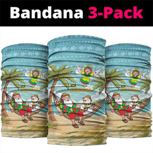 Jamaica Christmas Neck Gaiter Rasta Santa Snowman Hammock Angel Palm Trees and Tropical Beach - African Pride