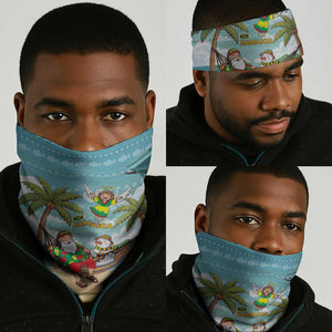 Jamaica Christmas Neck Gaiter Rasta Santa Snowman Hammock Angel Palm Trees and Tropical Beach - African Pride
