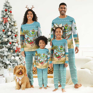 Jamaica Christmas Pajama Set Rasta Santa Snowman Hammock Angel Palm Trees and Tropical Beach - African Pride