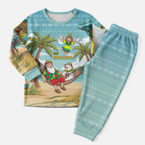Jamaica Christmas Pajama Set Rasta Santa Snowman Hammock Angel Palm Trees and Tropical Beach - African Pride