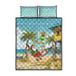 Jamaica Christmas Quilt Bed Set Rasta Santa Snowman Hammock Angel Palm Trees and Tropical Beach - African Pride