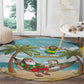 Jamaica Christmas Round Carpet Rasta Santa Snowman Hammock Angel Palm Trees and Tropical Beach - African Pride