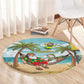 Jamaica Christmas Round Carpet Rasta Santa Snowman Hammock Angel Palm Trees and Tropical Beach - African Pride