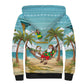 Jamaica Christmas Sherpa Hoodie Rasta Santa Snowman Hammock Angel Palm Trees and Tropical Beach - African Pride