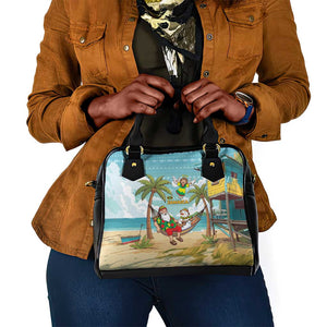 Jamaica Christmas Shoulder Handbag Rasta Santa Snowman Hammock Angel Palm Trees and Tropical Beach - African Pride