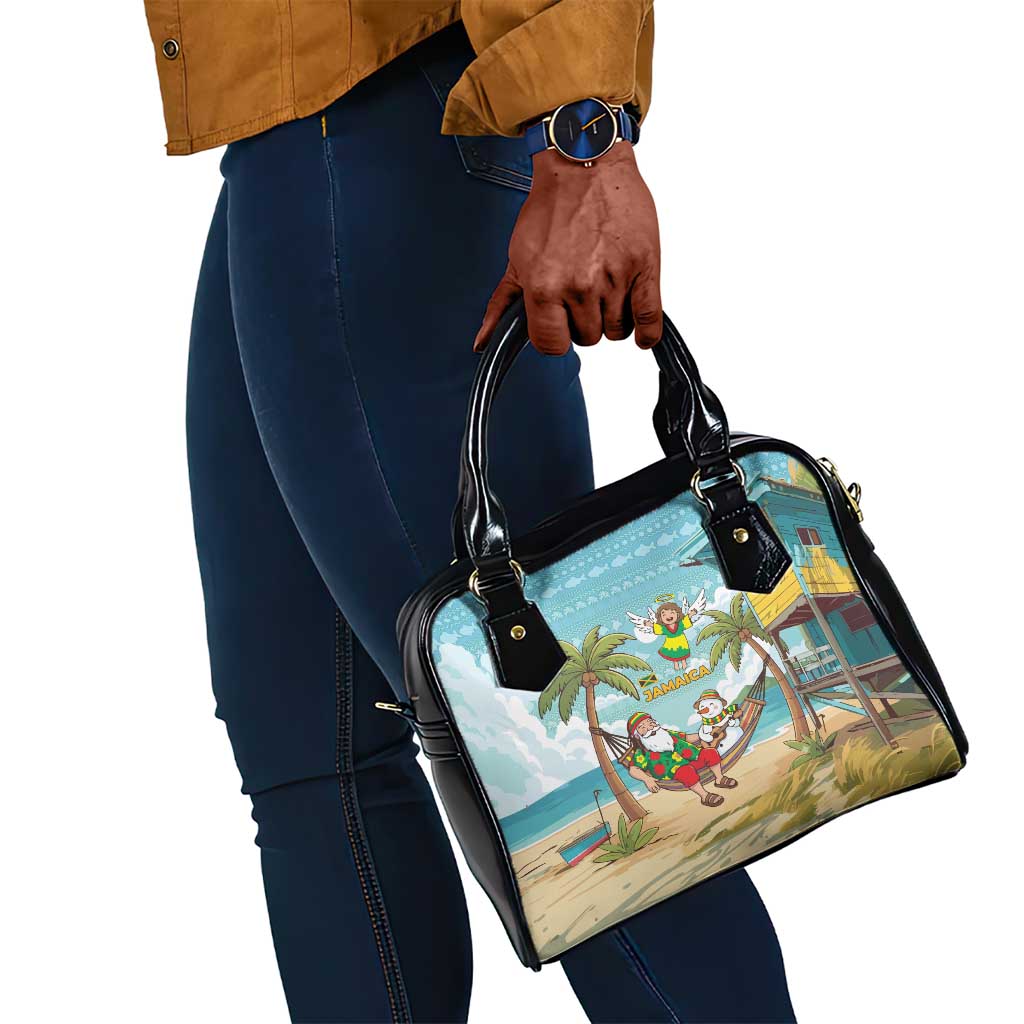 Jamaica Christmas Shoulder Handbag Rasta Santa Snowman Hammock Angel Palm Trees and Tropical Beach - African Pride