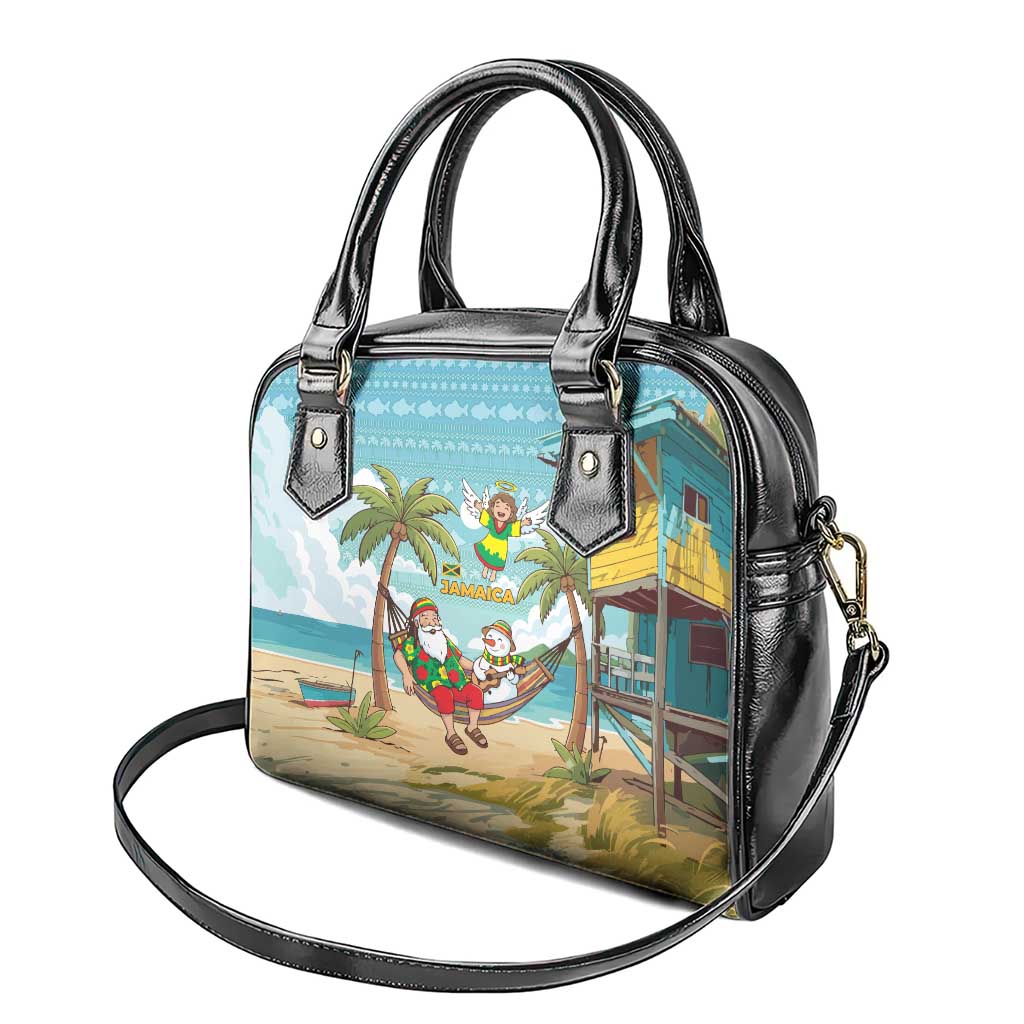 Jamaica Christmas Shoulder Handbag Rasta Santa Snowman Hammock Angel Palm Trees and Tropical Beach - African Pride