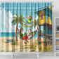 Jamaica Christmas Shower Curtain Rasta Santa Snowman Hammock Angel Palm Trees and Tropical Beach - African Pride