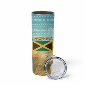 Jamaica Christmas Skinny Tumbler Rasta Santa Snowman Hammock Angel Palm Trees and Tropical Beach - African Pride