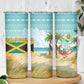 Jamaica Christmas Skinny Tumbler Rasta Santa Snowman Hammock Angel Palm Trees and Tropical Beach - African Pride
