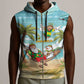 Jamaica Christmas Sleeveless Zip Hoodie Rasta Santa Snowman Hammock Angel Palm Trees and Tropical Beach - African Pride