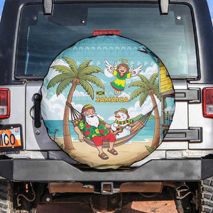 Jamaica Christmas Spare Tire Cover Rasta Santa Snowman Hammock Angel Palm Trees and Tropical Beach - African Pride