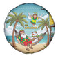 Jamaica Christmas Spare Tire Cover Rasta Santa Snowman Hammock Angel Palm Trees and Tropical Beach - African Pride