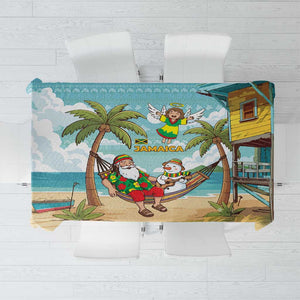 Jamaica Christmas Tablecloth Rasta Santa Snowman Hammock Angel Palm Trees and Tropical Beach - African Pride