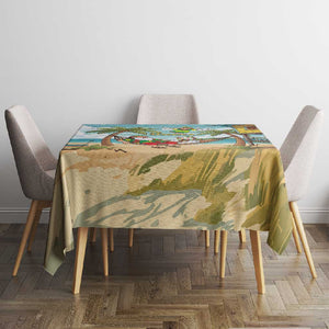 Jamaica Christmas Tablecloth Rasta Santa Snowman Hammock Angel Palm Trees and Tropical Beach - African Pride