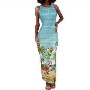 Jamaica Christmas Tank Maxi Dress Rasta Santa Snowman Hammock Angel Palm Trees and Tropical Beach - African Pride