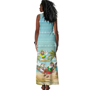 Jamaica Christmas Tank Maxi Dress Rasta Santa Snowman Hammock Angel Palm Trees and Tropical Beach - African Pride