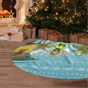 Jamaica Christmas Tree Skirt Rasta Santa Snowman Hammock Angel Palm Trees and Tropical Beach - African Pride