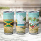 Jamaica Christmas Tumbler Cup Rasta Santa Snowman Hammock Angel Palm Trees and Tropical Beach - African Pride