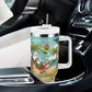 Jamaica Christmas Tumbler With Handle Rasta Santa Snowman Hammock Angel Palm Trees and Tropical Beach - African Pride