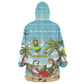 Jamaica Christmas Wearable Blanket Hoodie Rasta Santa Snowman Hammock Angel Palm Trees and Tropical Beach - African Pride