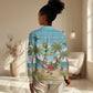 Jamaica Christmas Women Casual Shirt Rasta Santa Snowman Hammock Angel Palm Trees and Tropical Beach - African Pride