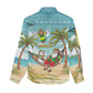 Jamaica Christmas Women Casual Shirt Rasta Santa Snowman Hammock Angel Palm Trees and Tropical Beach - African Pride