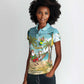 Jamaica Christmas Women Polo Shirt Rasta Santa Snowman Hammock Angel Palm Trees and Tropical Beach - African Pride