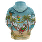 Jamaica Christmas Zip Hoodie Rasta Santa Snowman Hammock Angel Palm Trees and Tropical Beach - African Pride