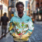 Jamaica Christmas Zip Hoodie Rasta Santa Snowman Hammock Angel Palm Trees and Tropical Beach - African Pride