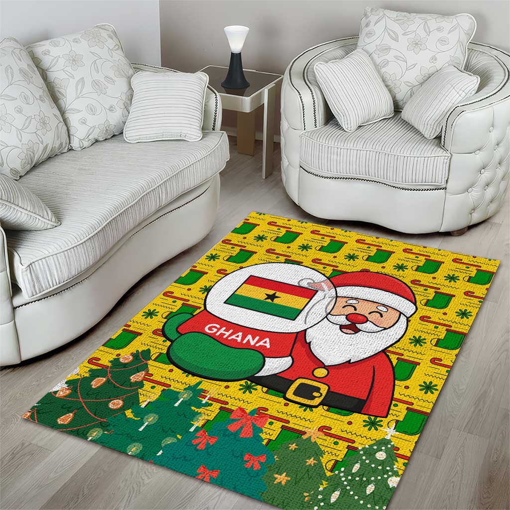 Ghana Christmas Area Rug Santa Ornament National Coat of Arms and Festive - African Pride