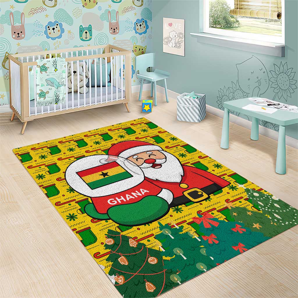 Ghana Christmas Area Rug Santa Ornament National Coat of Arms and Festive - African Pride