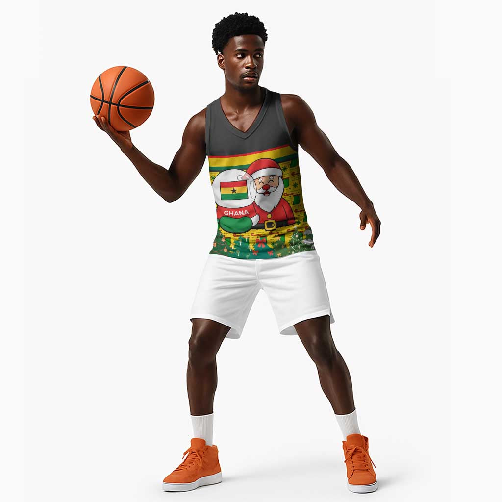 Ghana Christmas Basketball Jersey Santa Ornament National Coat of Arms and Festive - African Pride