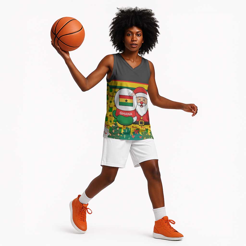 Ghana Christmas Basketball Jersey Santa Ornament National Coat of Arms and Festive - African Pride