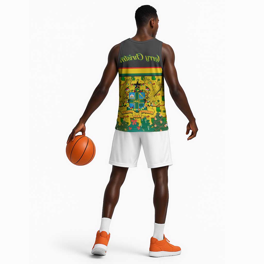 Ghana Christmas Basketball Jersey Santa Ornament National Coat of Arms and Festive - African Pride