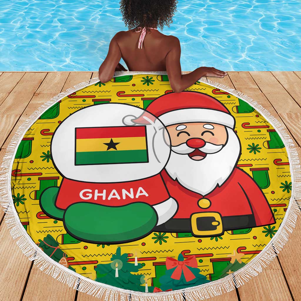 Ghana Christmas Beach Blanket Santa Ornament National Coat of Arms and Festive - African Pride