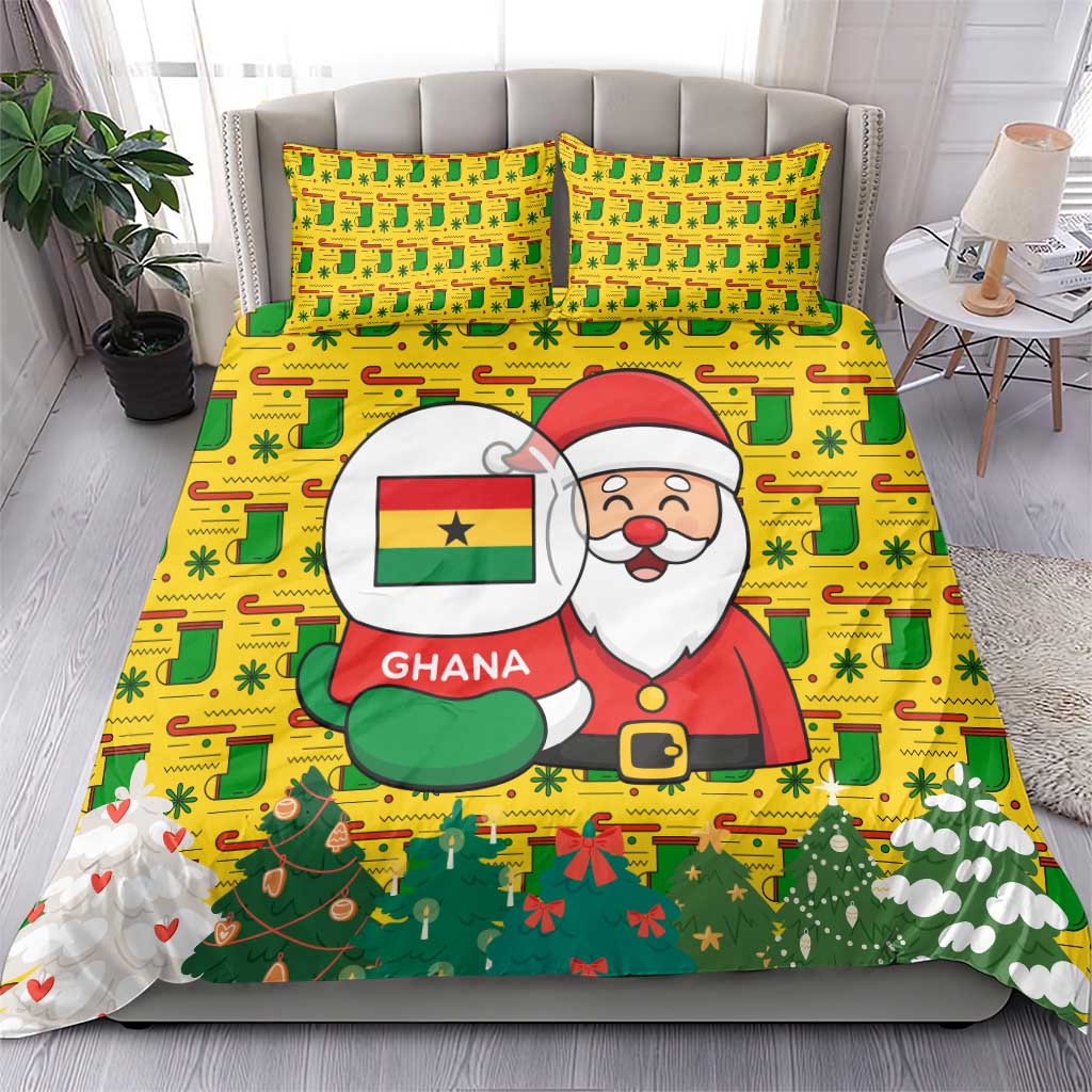 Ghana Christmas Bedding Set Santa Ornament National Coat of Arms and Festive - African Pride