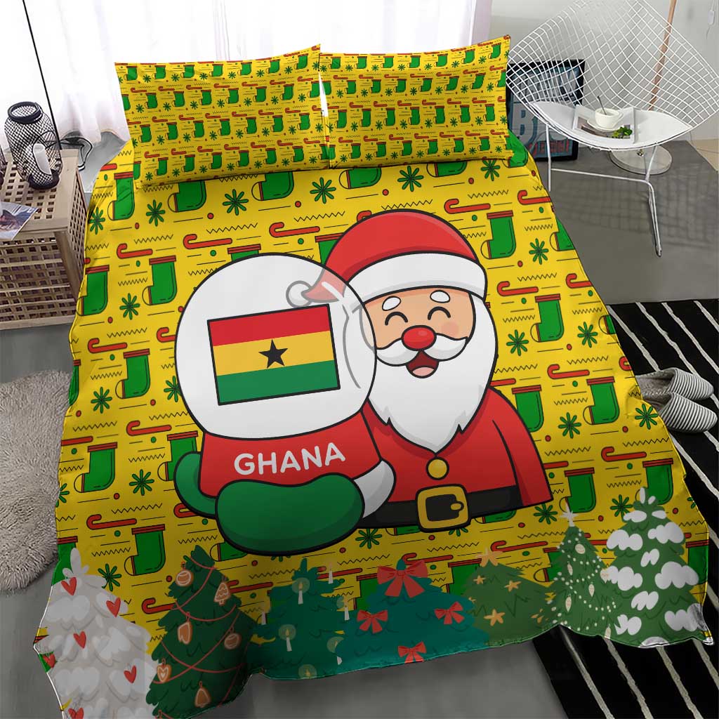 Ghana Christmas Bedding Set Santa Ornament National Coat of Arms and Festive - African Pride