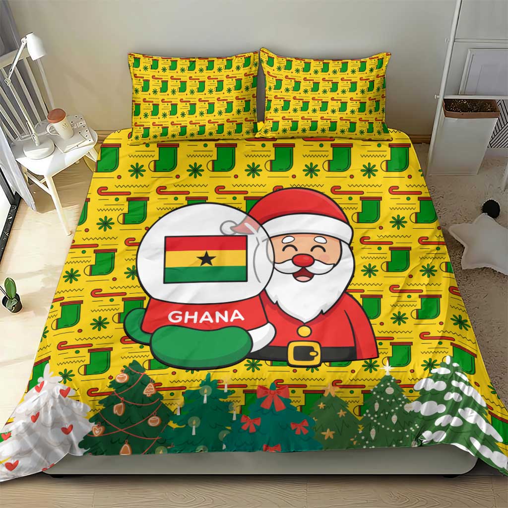 Ghana Christmas Bedding Set Santa Ornament National Coat of Arms and Festive - African Pride
