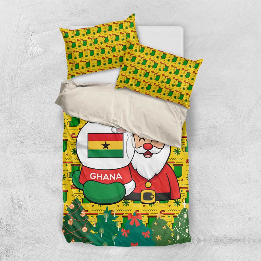 Ghana Christmas Bedding Set Santa Ornament National Coat of Arms and Festive - African Pride