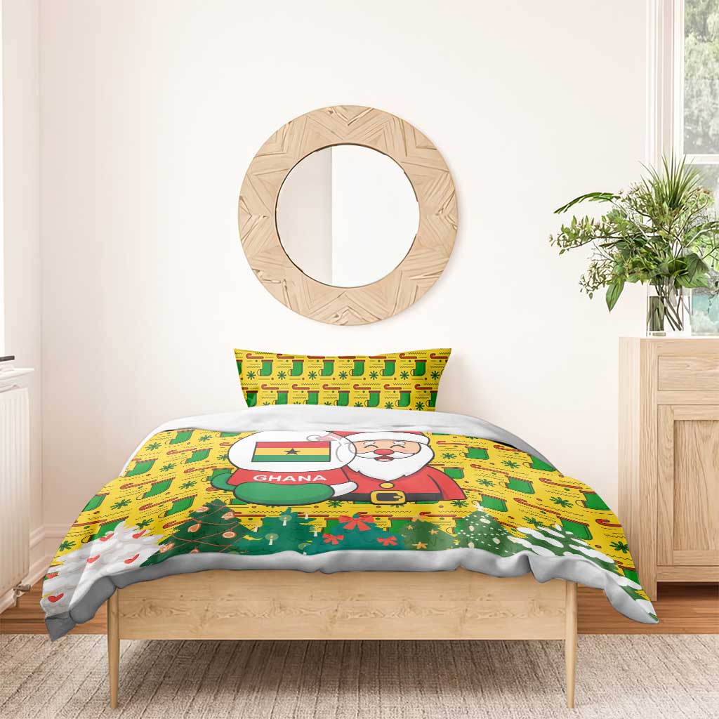 Ghana Christmas Bedding Set Santa Ornament National Coat of Arms and Festive - African Pride