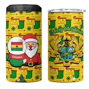 Ghana Christmas 4 in 1 Can Cooler Tumbler Santa Ornament National Coat of Arms and Festive - African Pride