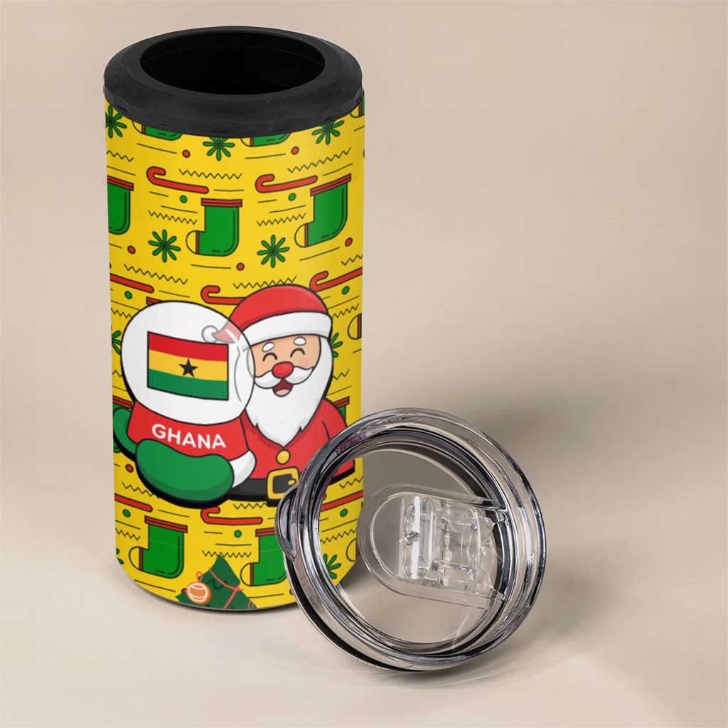 Ghana Christmas 4 in 1 Can Cooler Tumbler Santa Ornament National Coat of Arms and Festive - African Pride