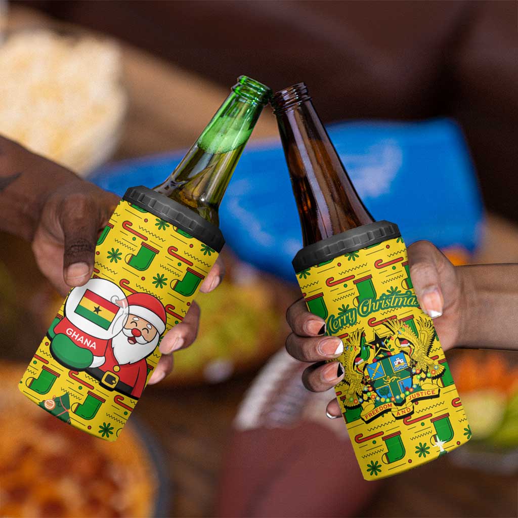 Ghana Christmas 4 in 1 Can Cooler Tumbler Santa Ornament National Coat of Arms and Festive - African Pride